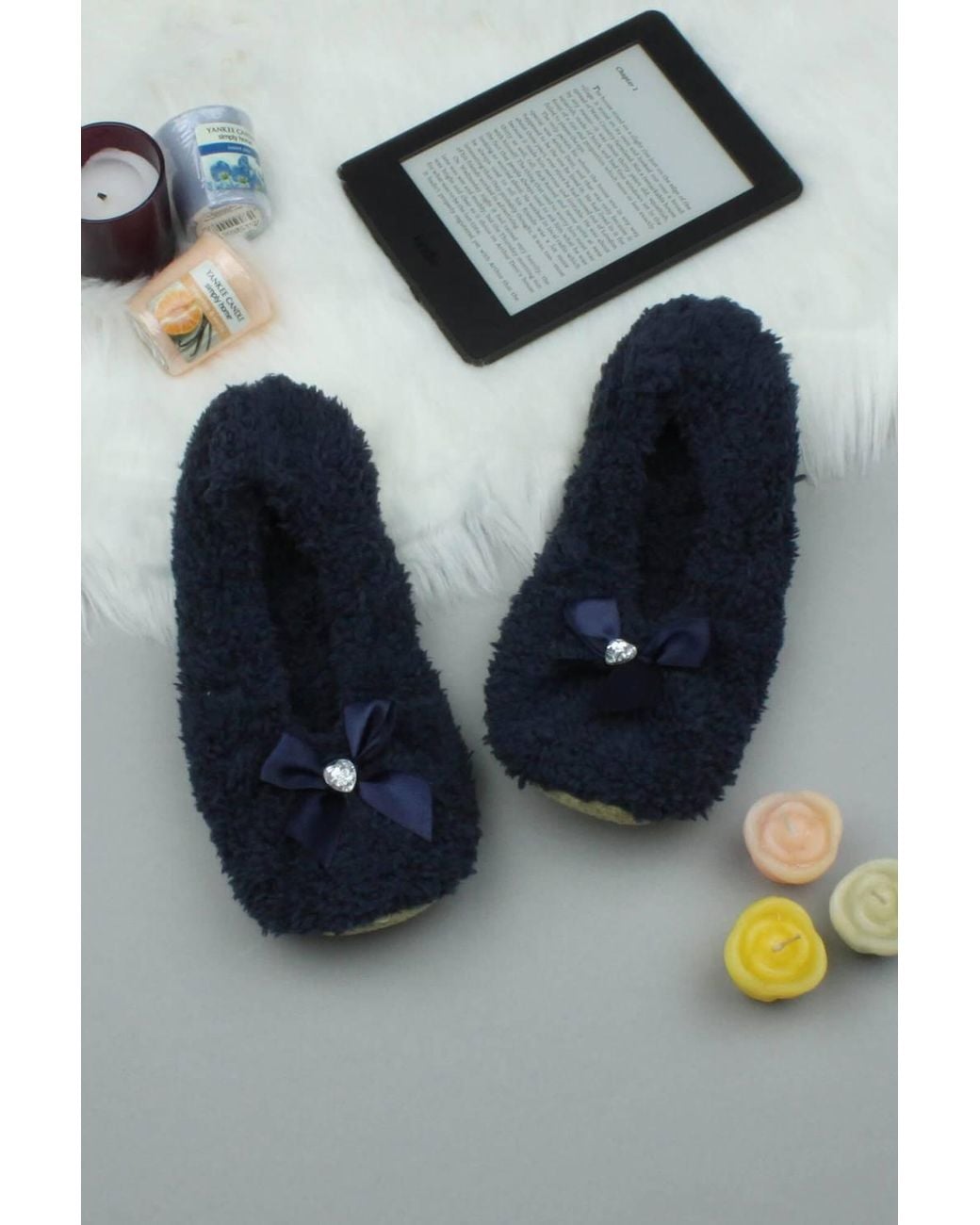 AJVANI Blue Grip Sole Footsie Sock Slippers
