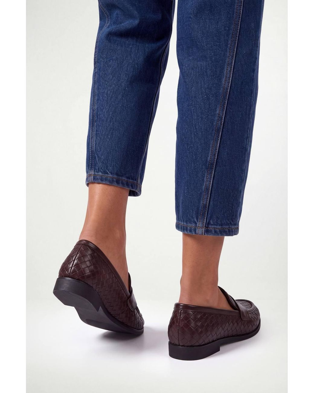 Wallis Blue Billie Faux Leather Woven Loafers