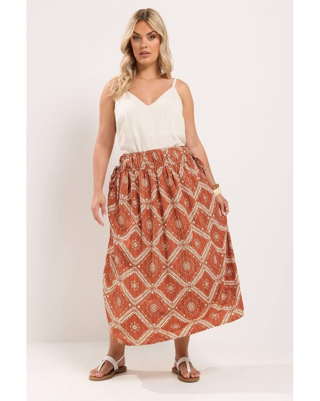 Yours Orange Abstract Skirt