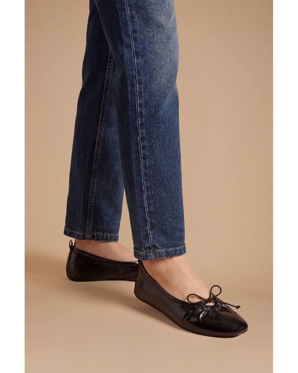 Dorothy Perkins Blue Faith: Jade Faux Leather Bow Detail Ballet Pumps