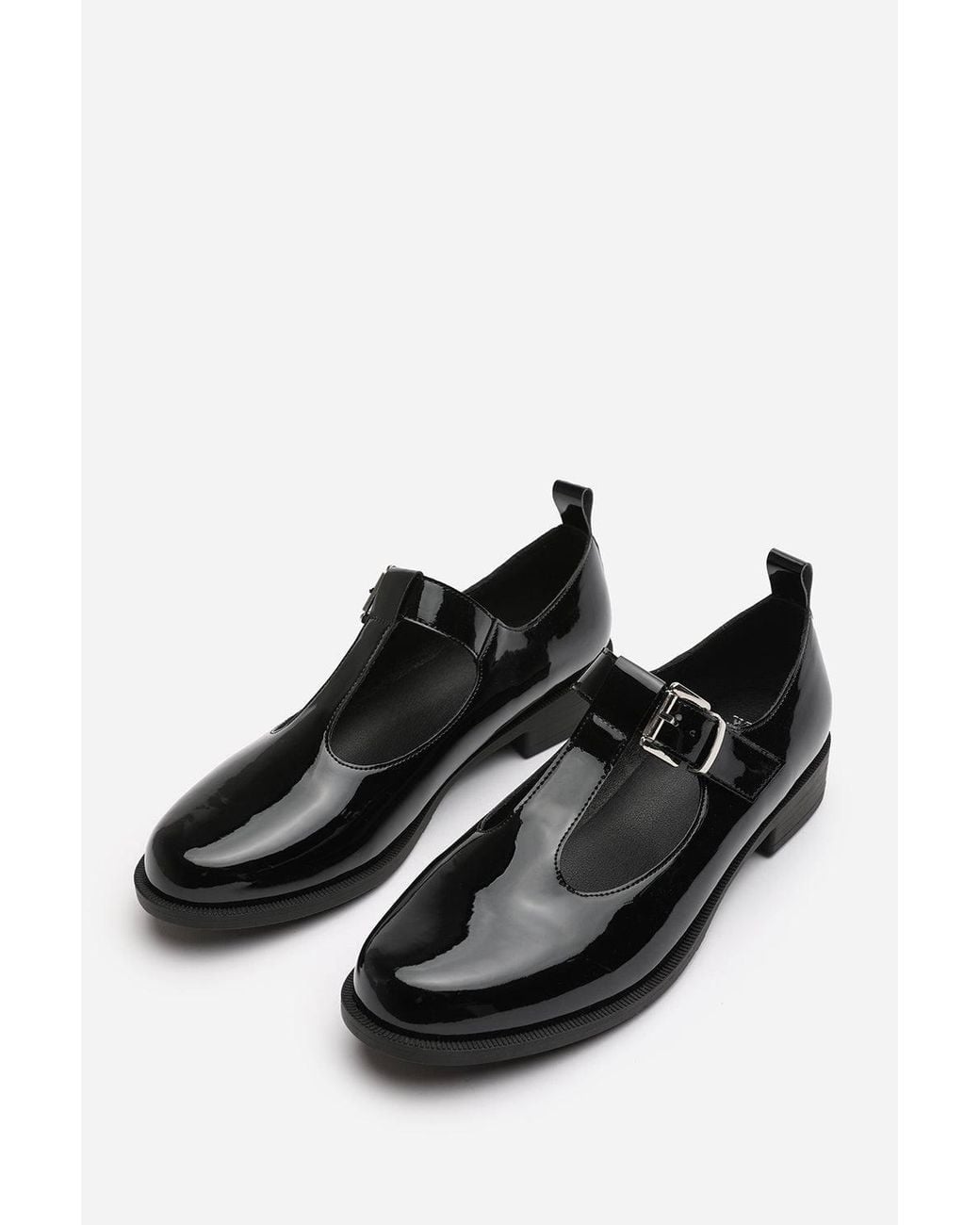 Where's That From Black 'Piper' Extra Wide Fit Mary Jane Loafers W/ Buckle Strap