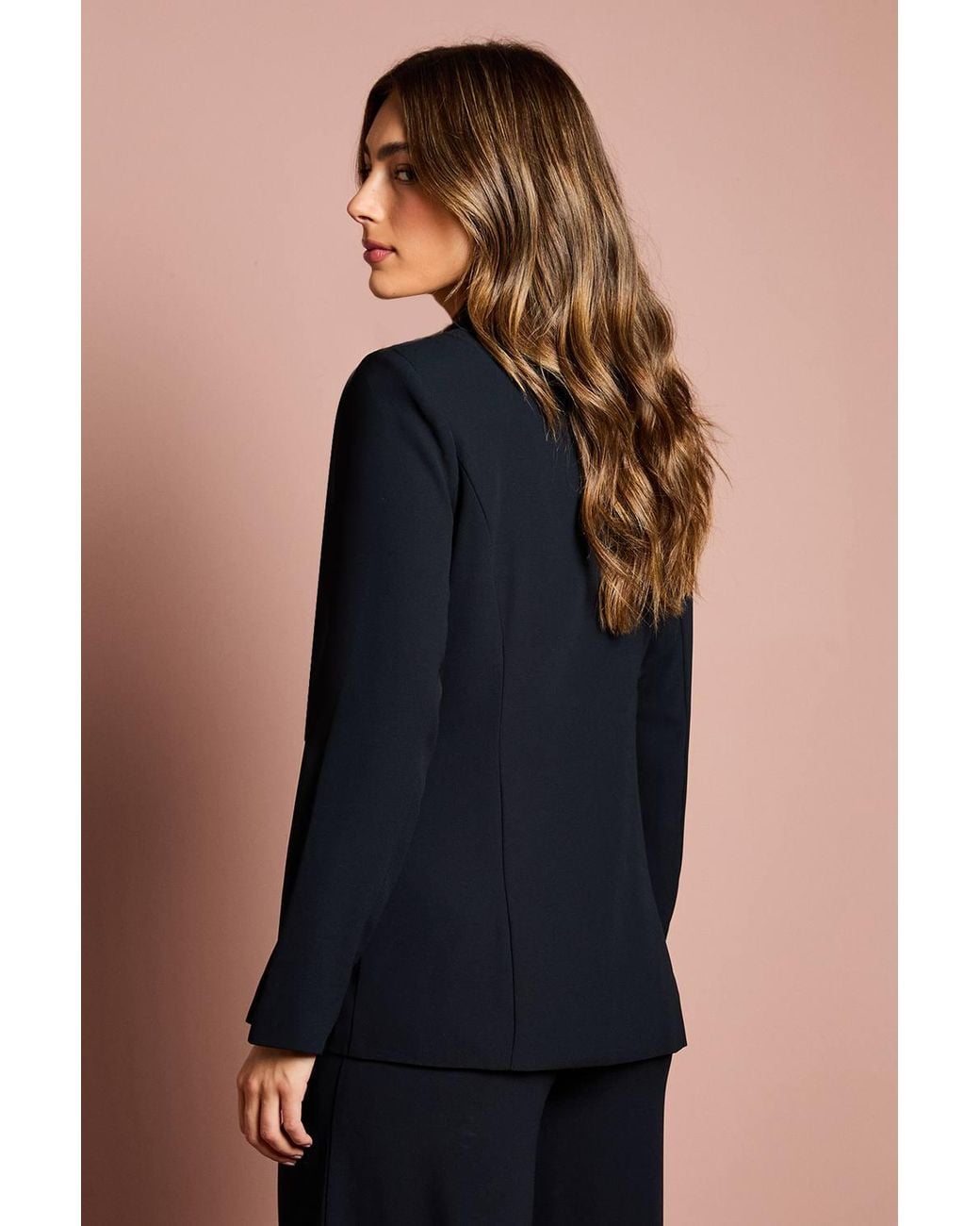 Coast Blue Satin Detail Drape Front Blazer