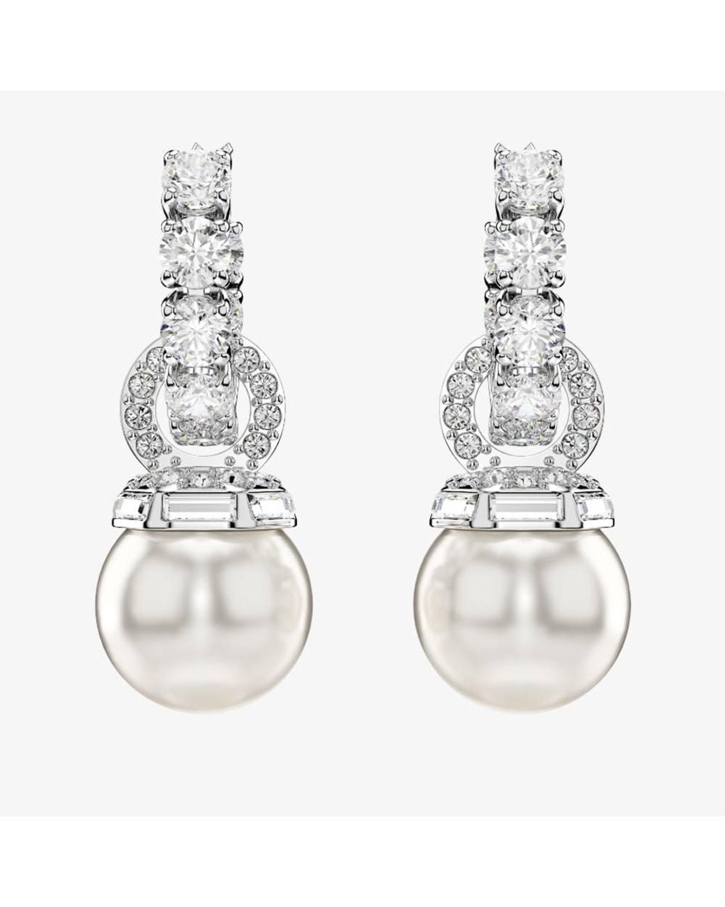 Swarovski White Matrix Hoop Pearl Drop Earrings 5691716