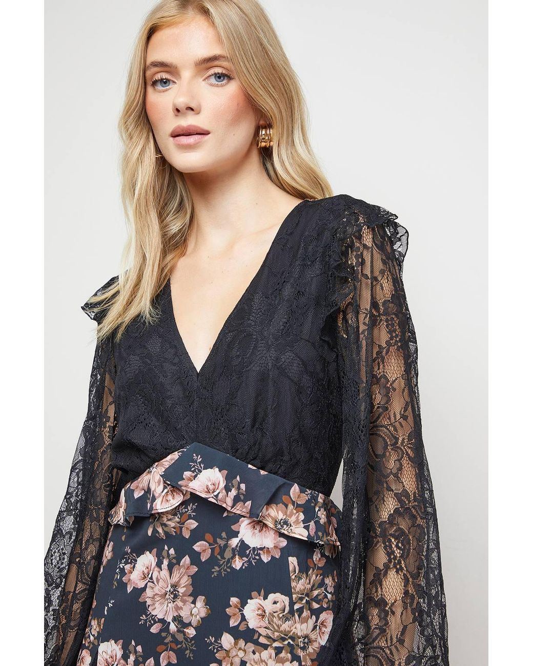 Oasis Multicolor Lace Mix Midi Dress