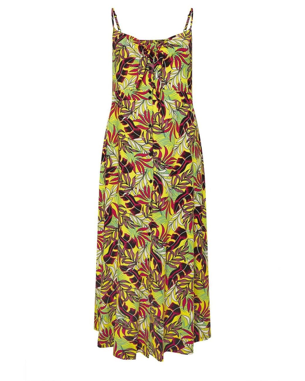 Yours Metallic Tropical Leaf Print Maxi Dress