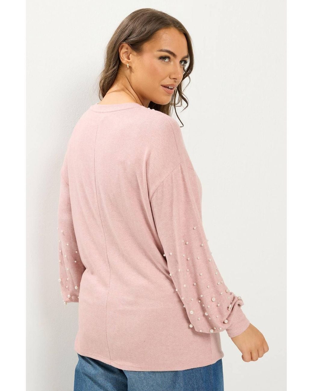 Yours Pink Pearl Embellished Jumper