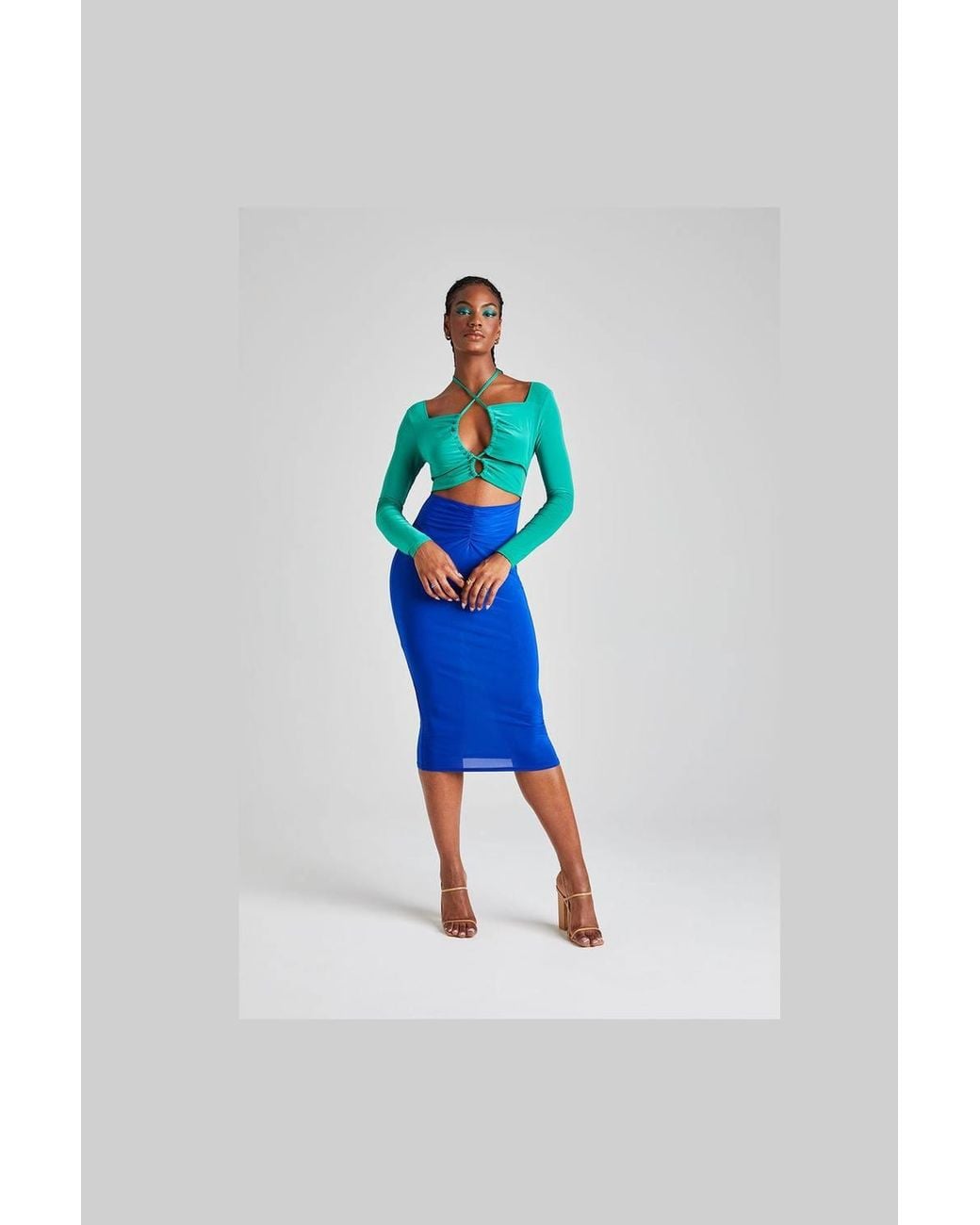 Urban Bliss Blue Colour Block Midi Dress