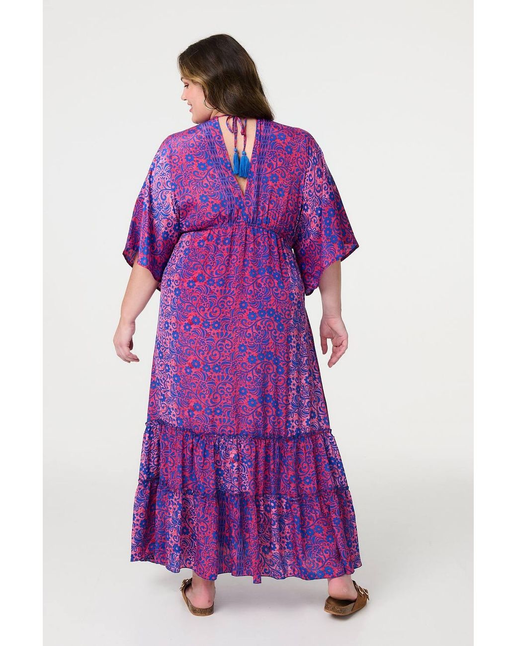 Izabel London Purple Floral Side Split Maxi Dress