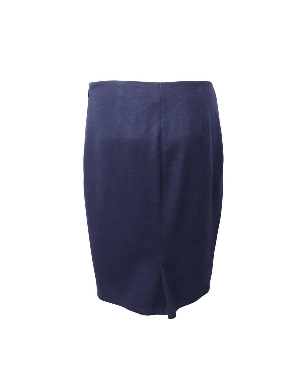 Carolina Herrera Blue Preloved Pencil Midi Skirt Wool