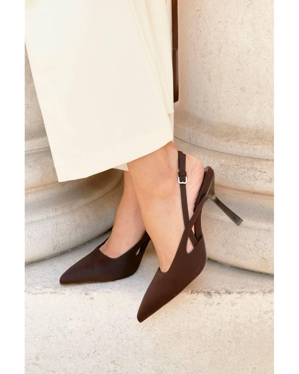Linzi Brown Rhea Scuba Sling Back Court Heels
