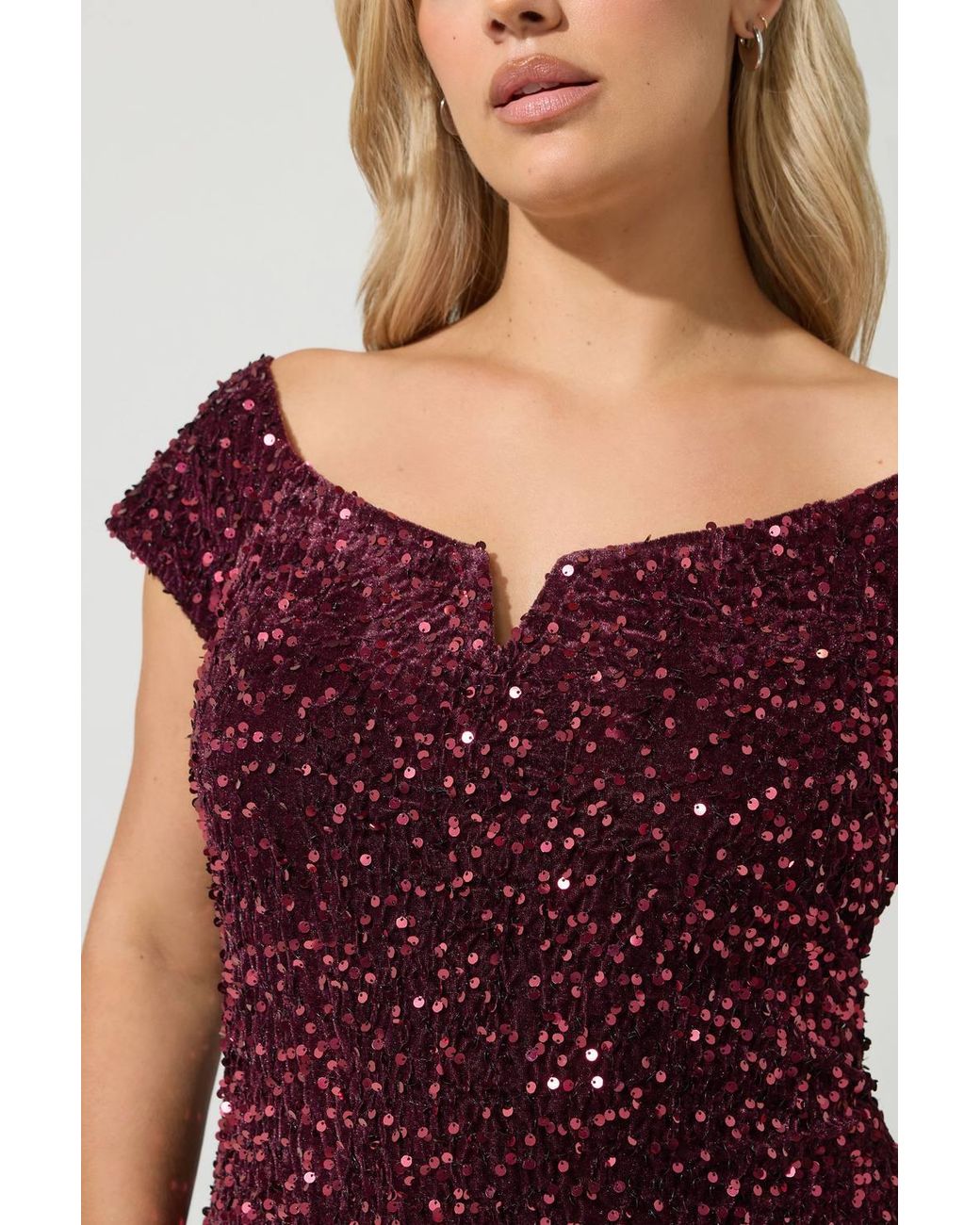 Yours Red Sequin Velvet Dress