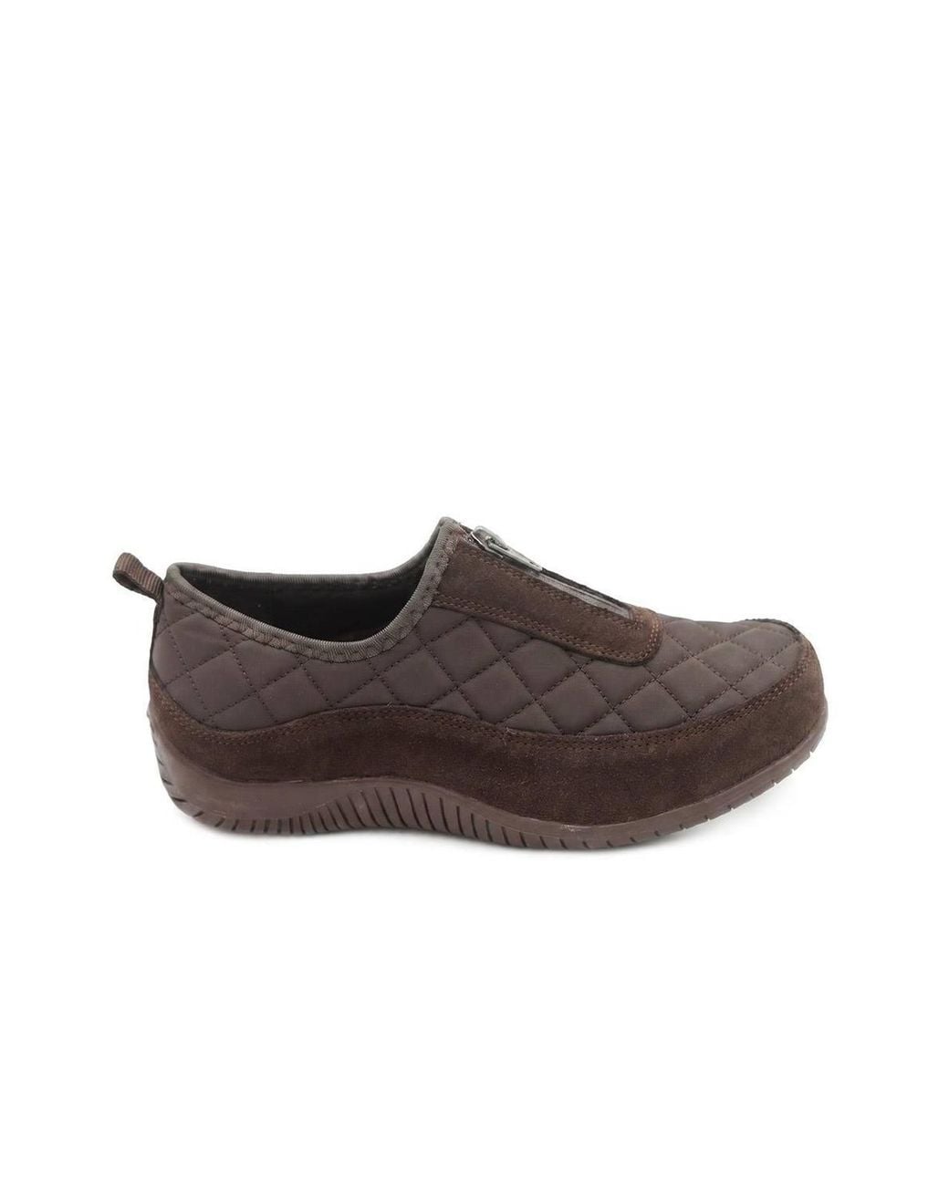 Pavers Brown Wide Fit Leather Slip-On Shoes W/ Zip Fastening