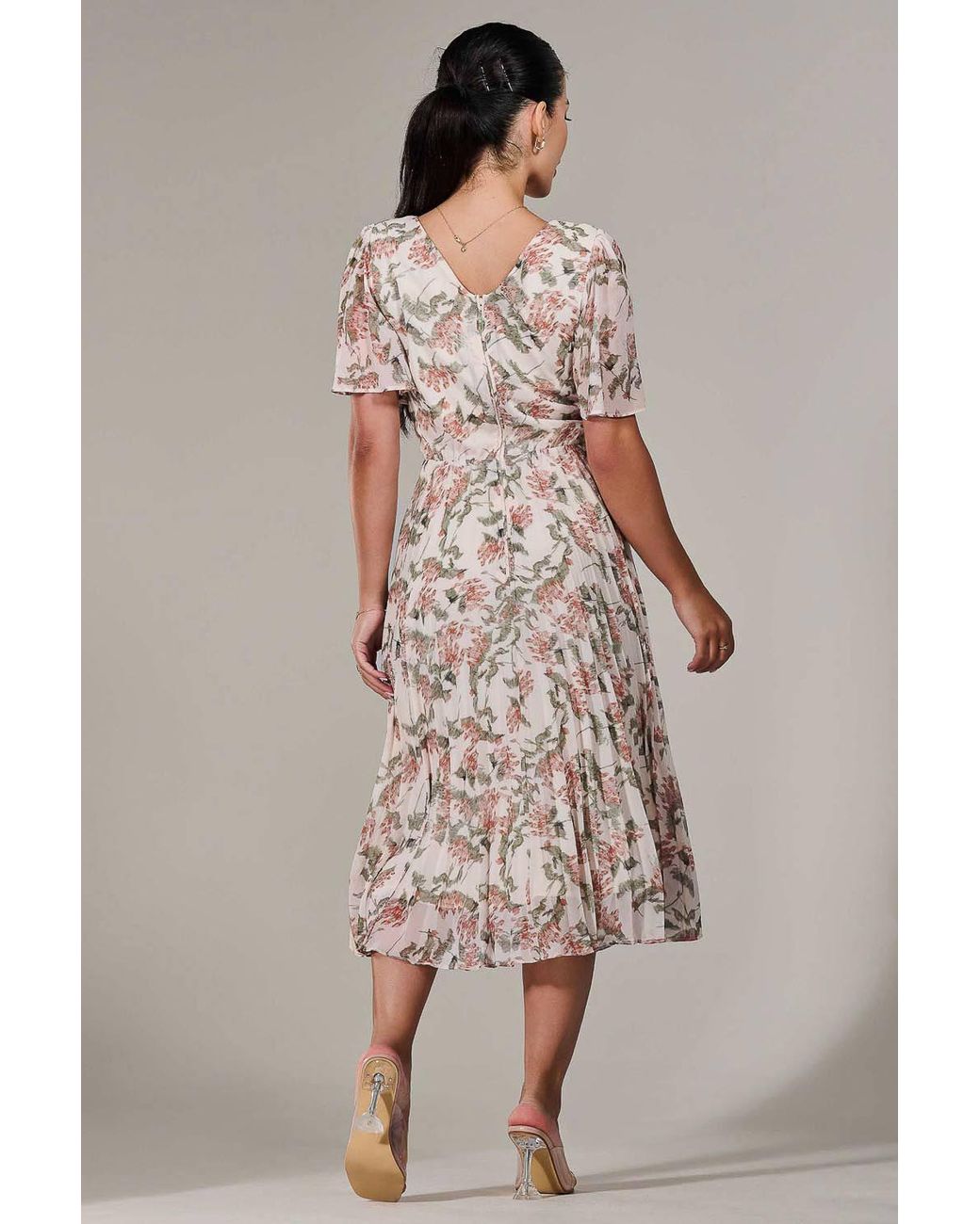 Jolie Moi Pink Petite Chiffon Pleated Midaxi Dress