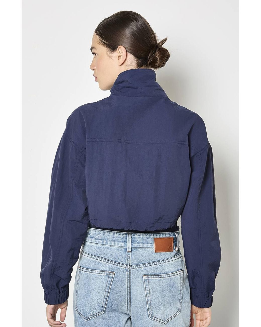 Apricot Blue Funnel Neck Cropped Jacket