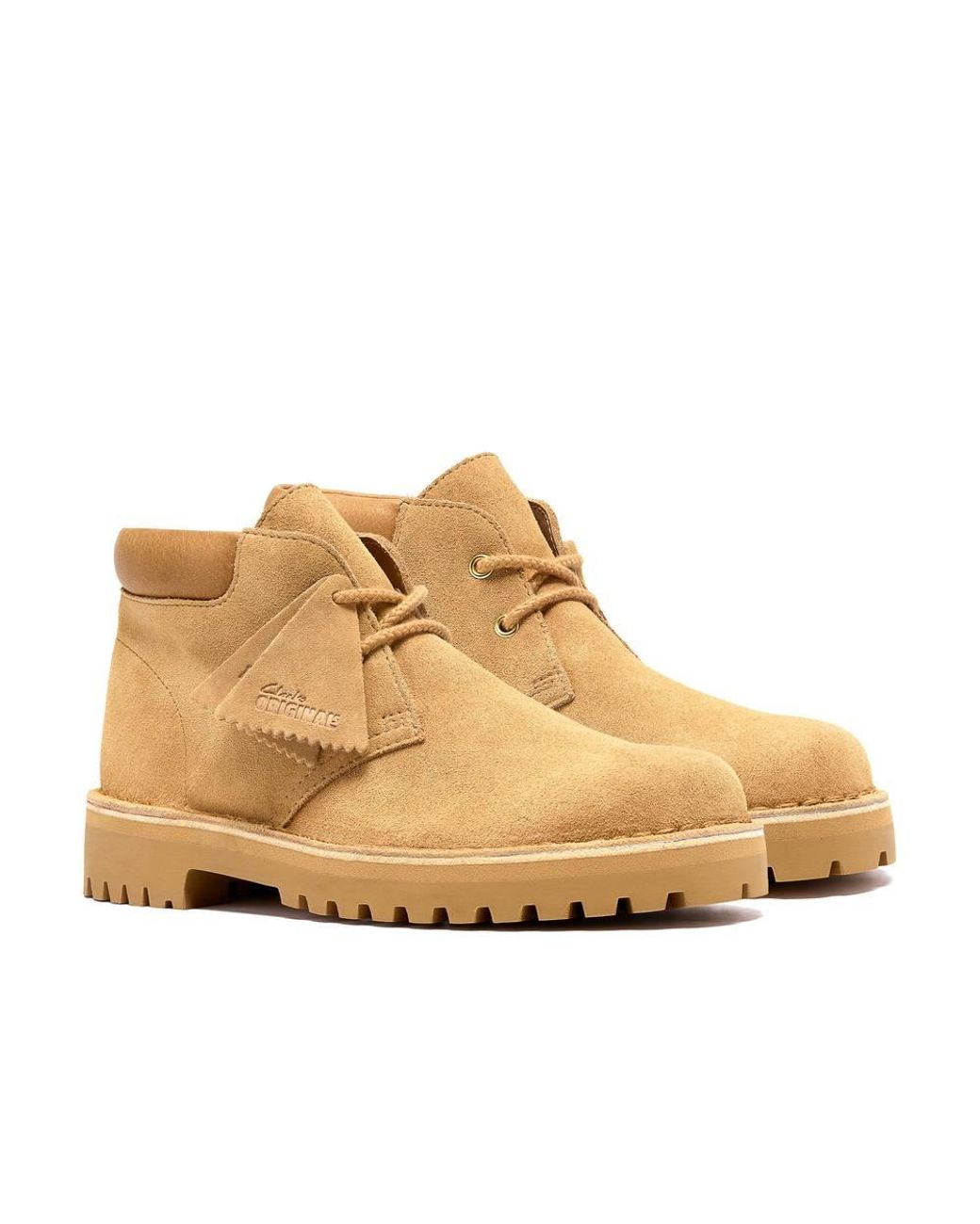 Clarks Brown Dsrt2456 Rock Light Tan Suede Ankle Boots, Desert Boots, Lace Up