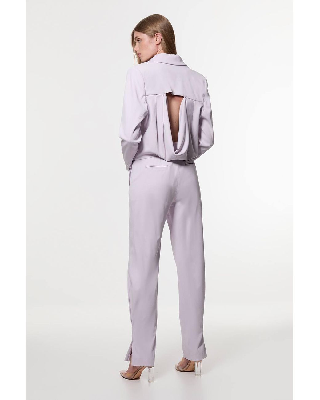 Karen Millen Purple Digital Ophelia Polished Tailored Ankle Detail Trouser