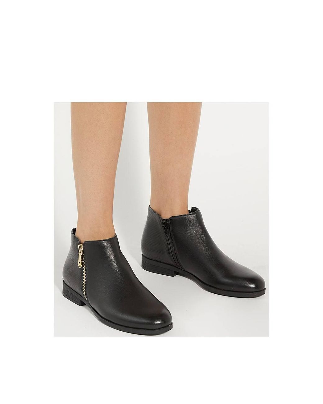 Dune Black Wide Fit 'Pandias' Leather Ankle Boots