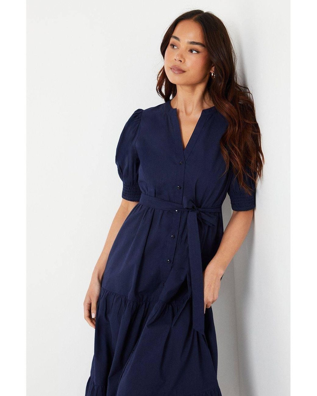 Dorothy Perkins Blue Petite Poplin Shirt Dress