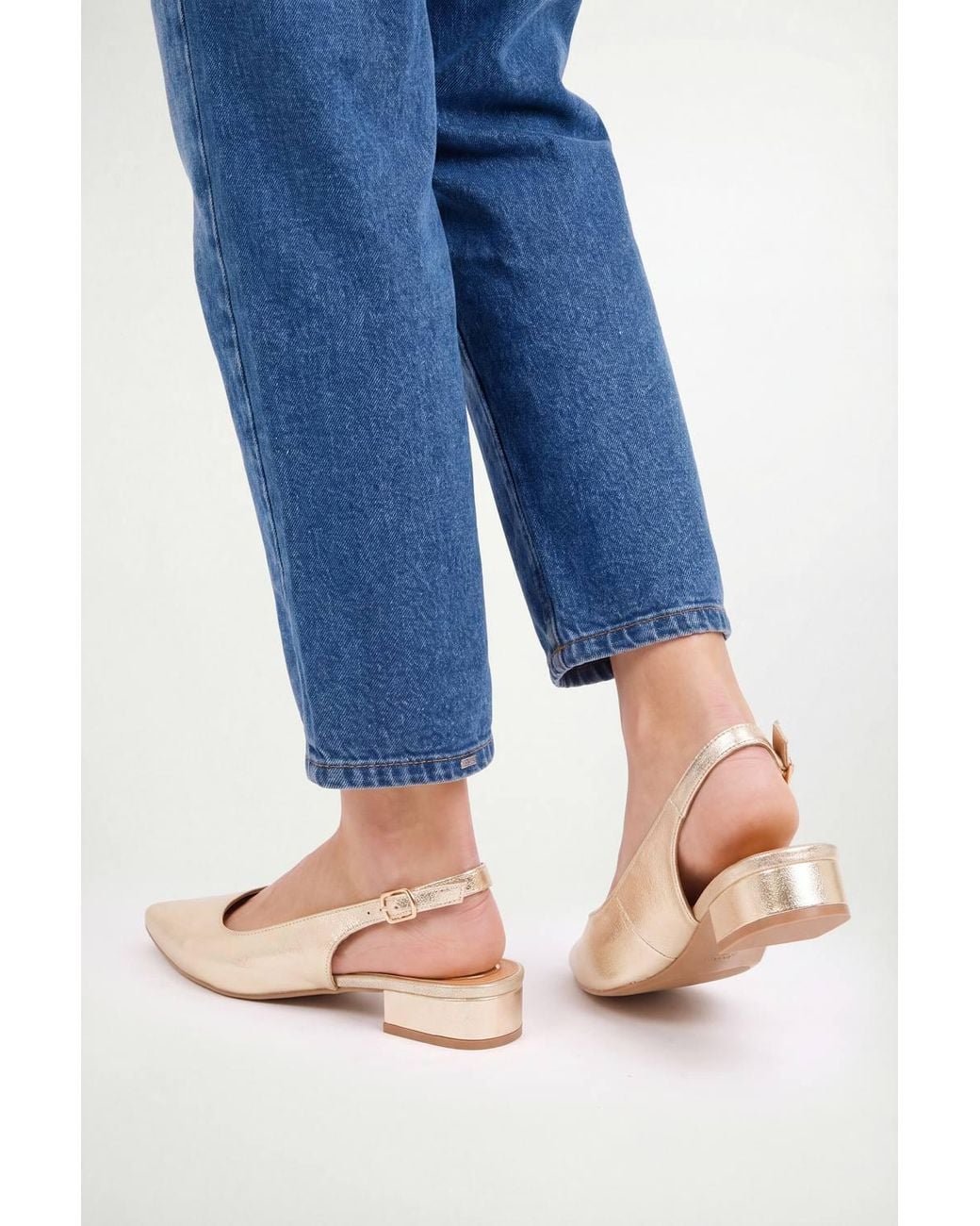 Wallis Blue Isla Faux Leather Slingback Pointed Flats
