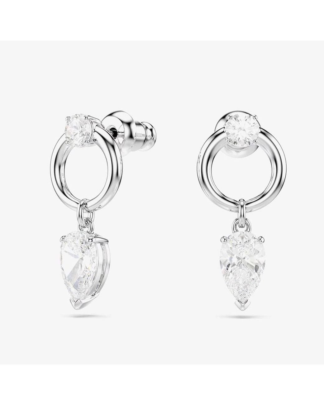 Swarovski Metallic Mesmera Rhodium Plated Zirconia Drop Stud Earrings 5723177