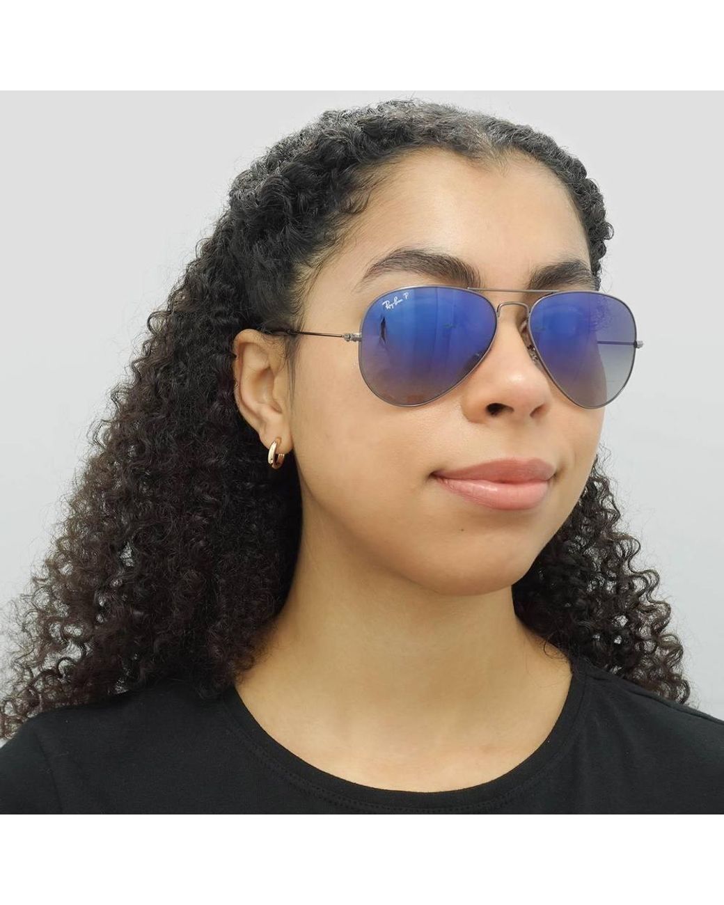 Ray-Ban Blue Aviator Gunmetal Polarized Gradient Sunglasses