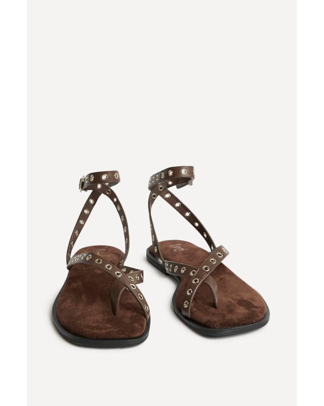 Linzi White Perrie Faux Suede Flat Sandals