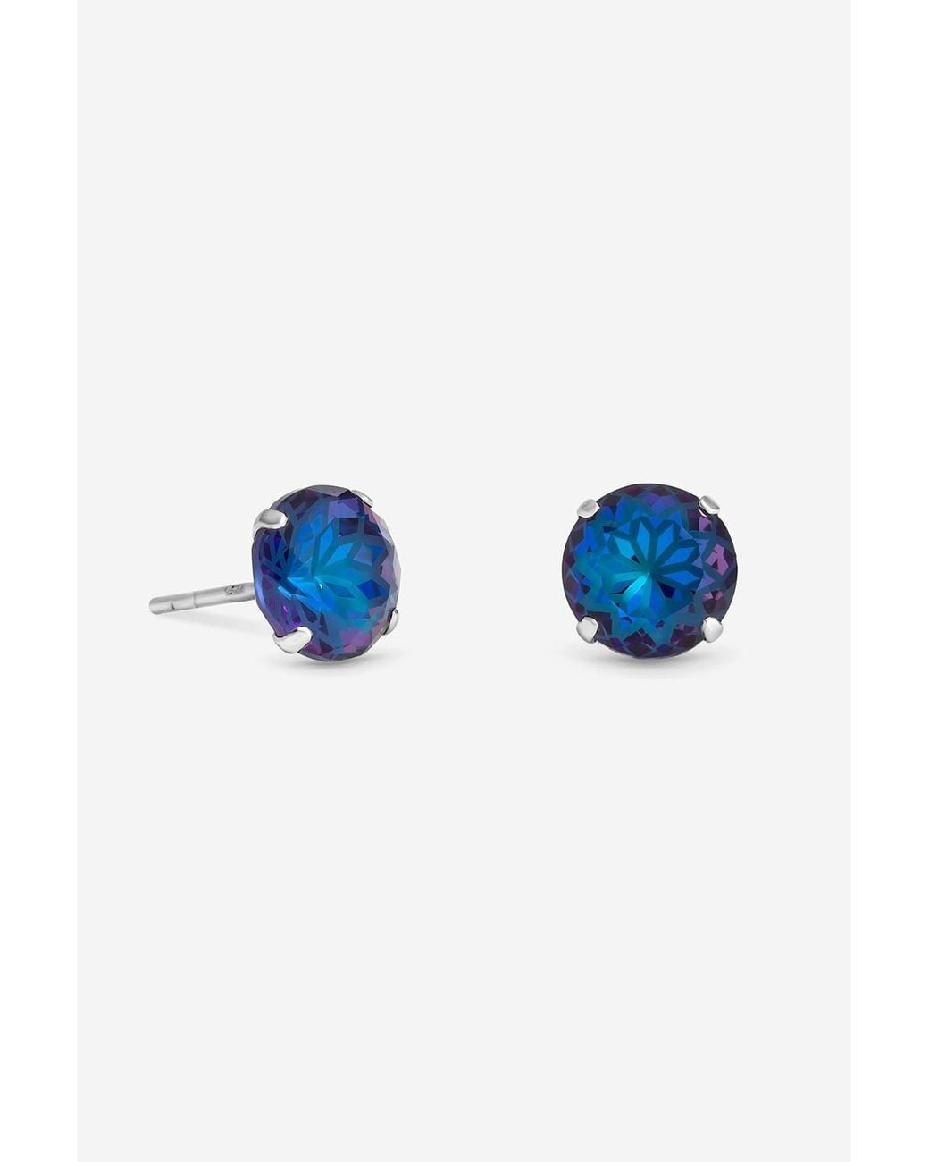 Simply Silver Blue Sterling Plated Sapphire Stud Earrings