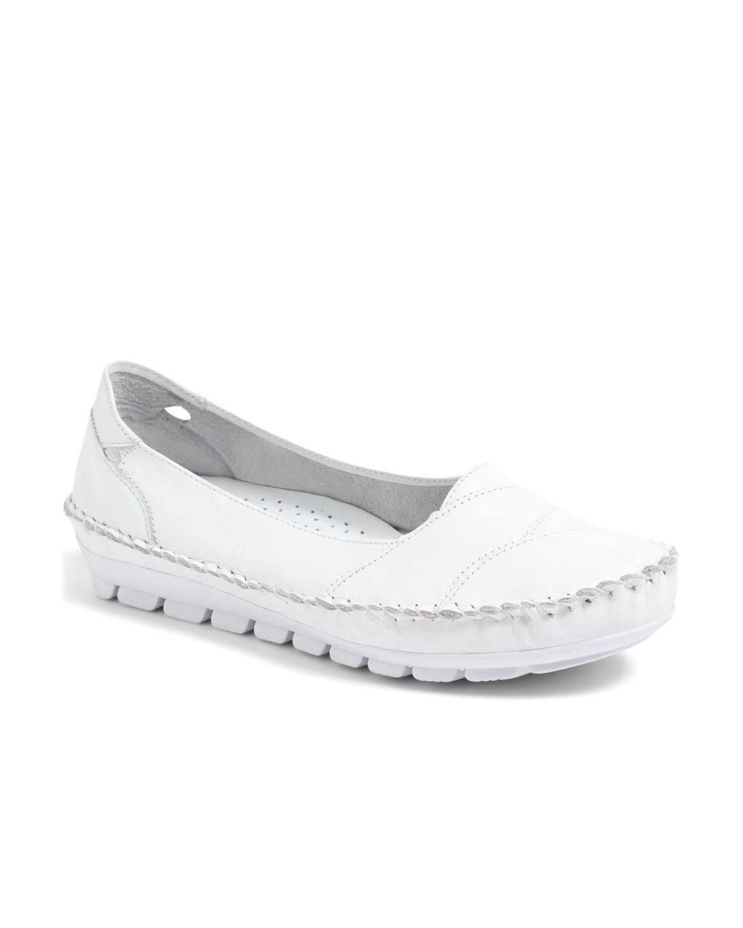 Pavers White Leather Slip-On Shoes
