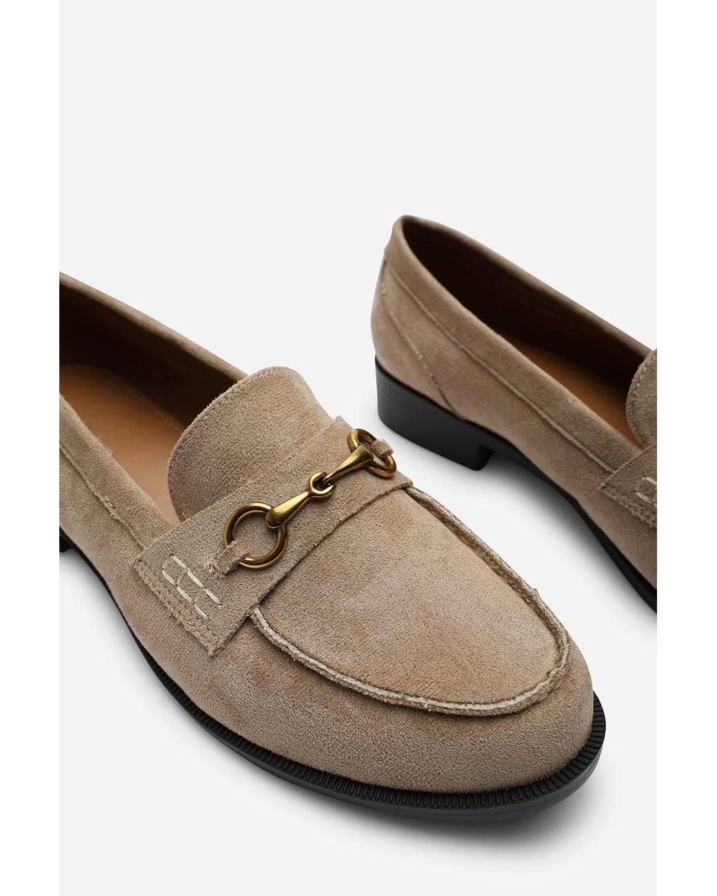 Where's That From Natural Maelynn Round Toe Single Metal Bar Loafers