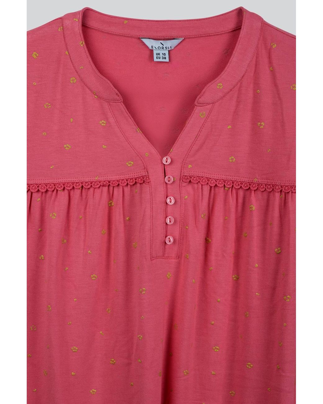 Enorsia Pink Golden Printed Cap Sleeve Jersey Tops