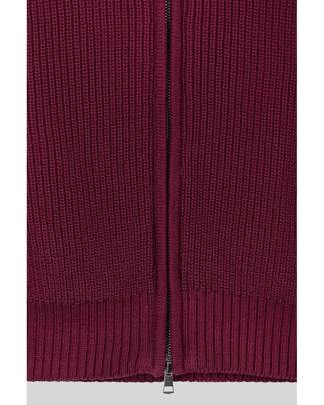 Enorsia Red Funnel Neck Two-Way Zip Jumper