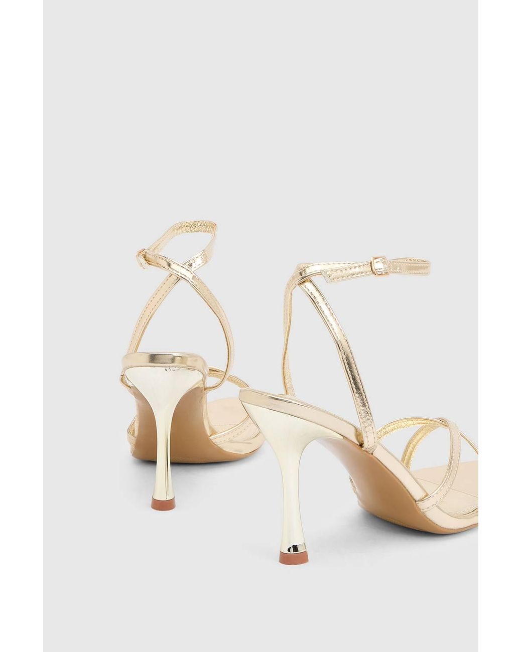 MissPap Faux Metallic Leather Cross Strap High Stiletto Heeled Sandals
