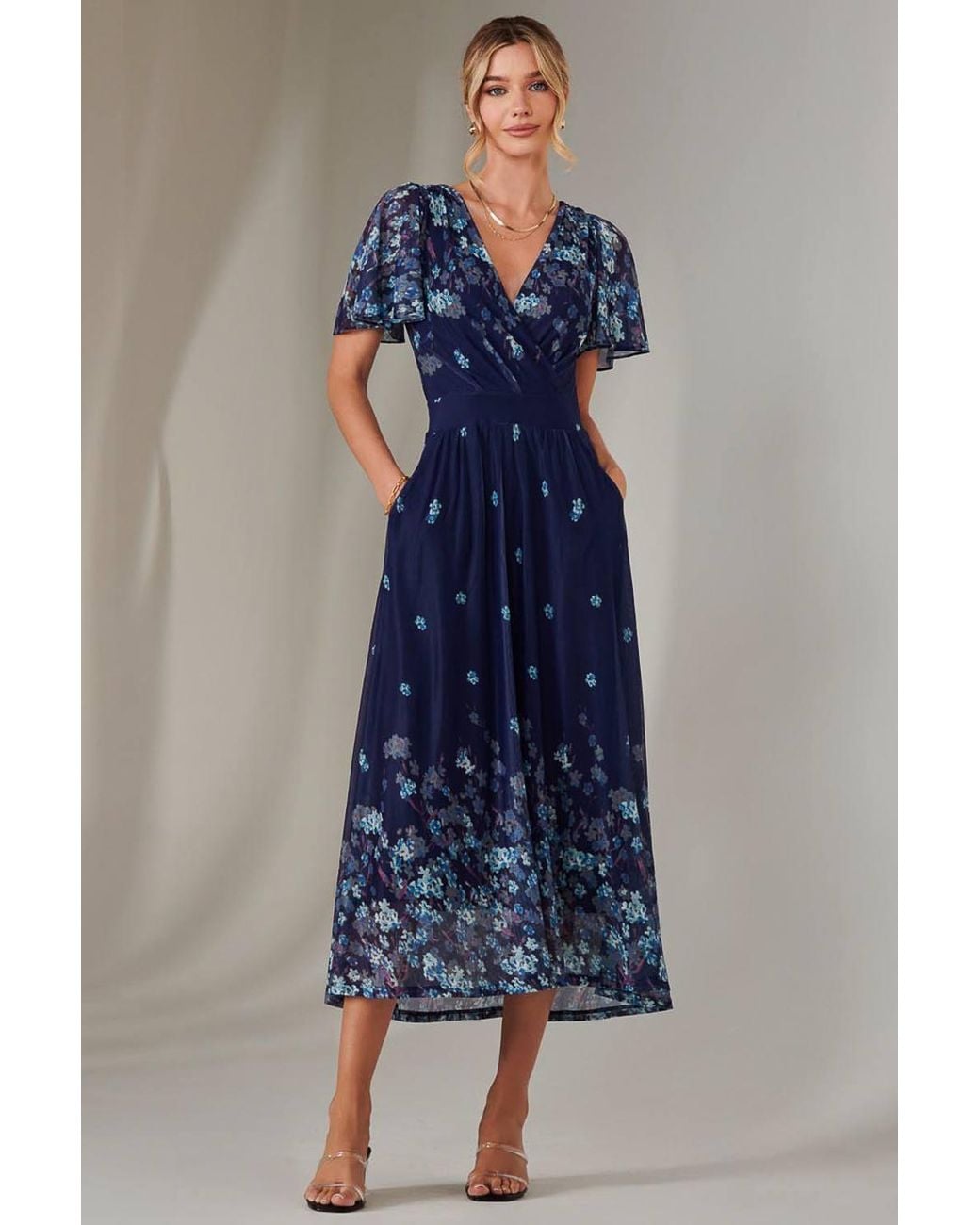 Jolie Moi Blue Wrap Maxi Dress