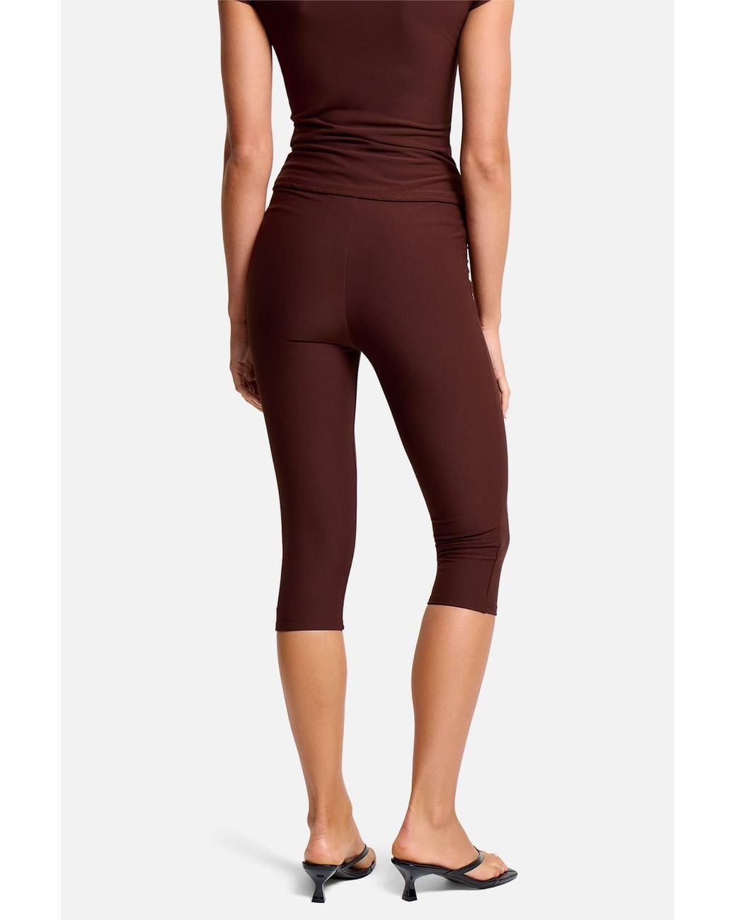 Public Desire Red High Waist Luxe Slinky Capri Pant