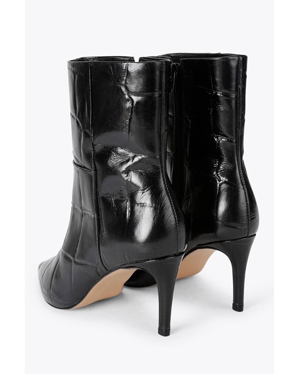 KG by Kurt Geiger Black 'Strict Ankle Boot' Croc Print Leather Boots