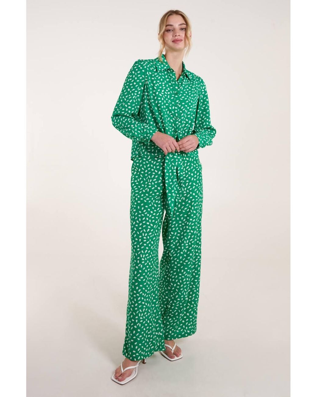 Blue Vanilla Green Abstract Polka Dot Oversized Shirt
