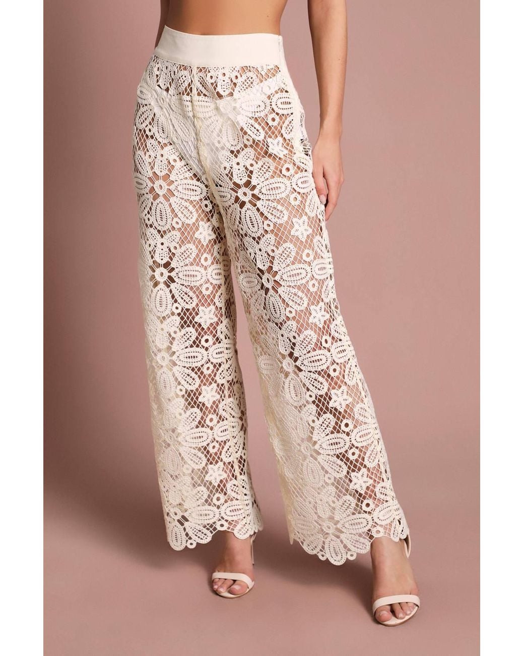 Coast Brown Crochet Wide Leg Wedding Trouser