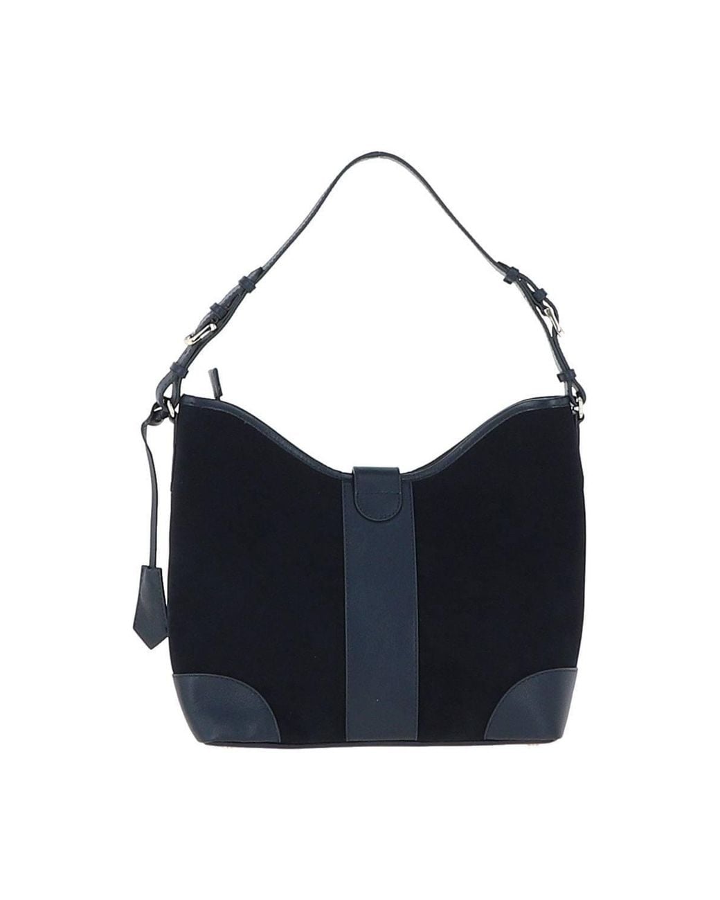 Ashwood Leather Blue 'Tesoro Toscano' Top Zip Soft Suede Leather Shoulder Bag