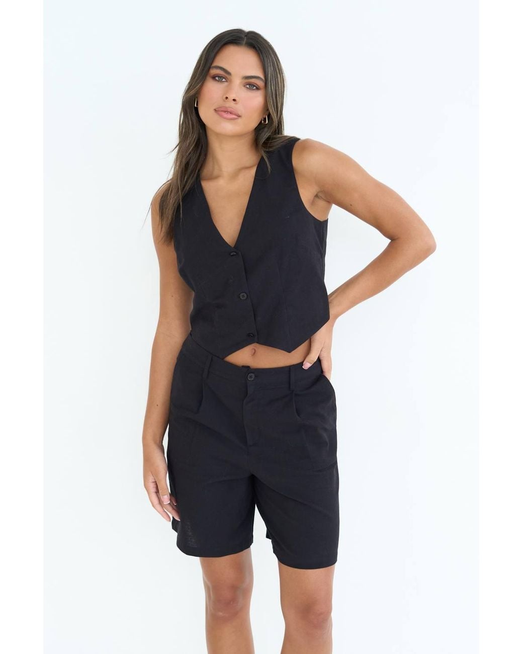 Urban Bliss Blue Linen Blend Short