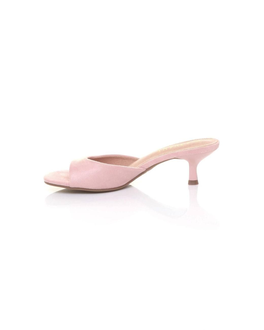 AJVANI Pink Low Heel Open Back Peep Toe Mules Sandals