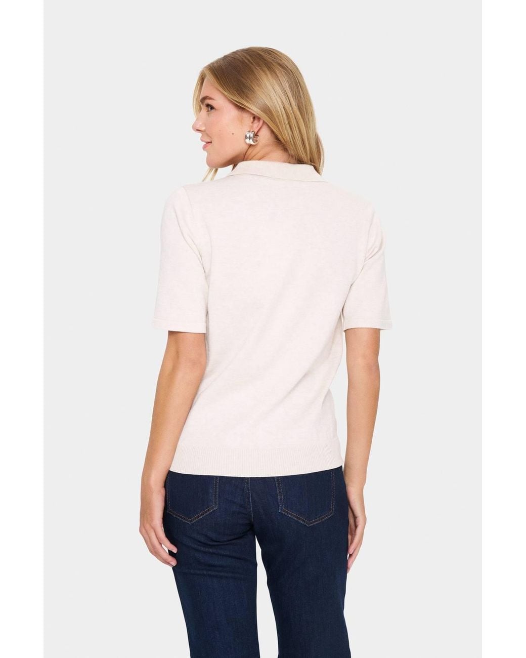 Saint Tropez White Milasz Short Sleeve Polo Top