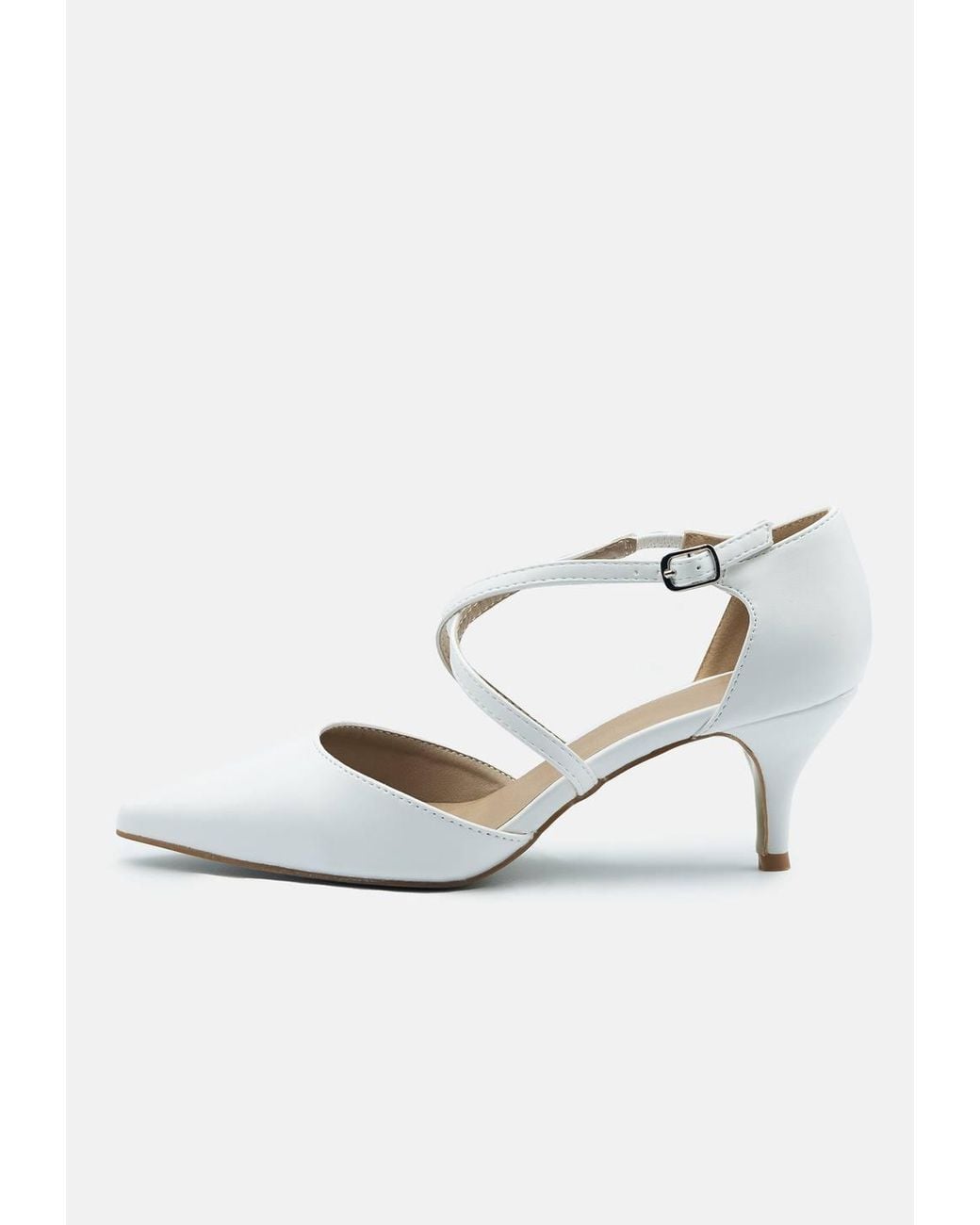Where's That From Natural 'Kennedi' Low Kitten Heel W/ Crossover Strap