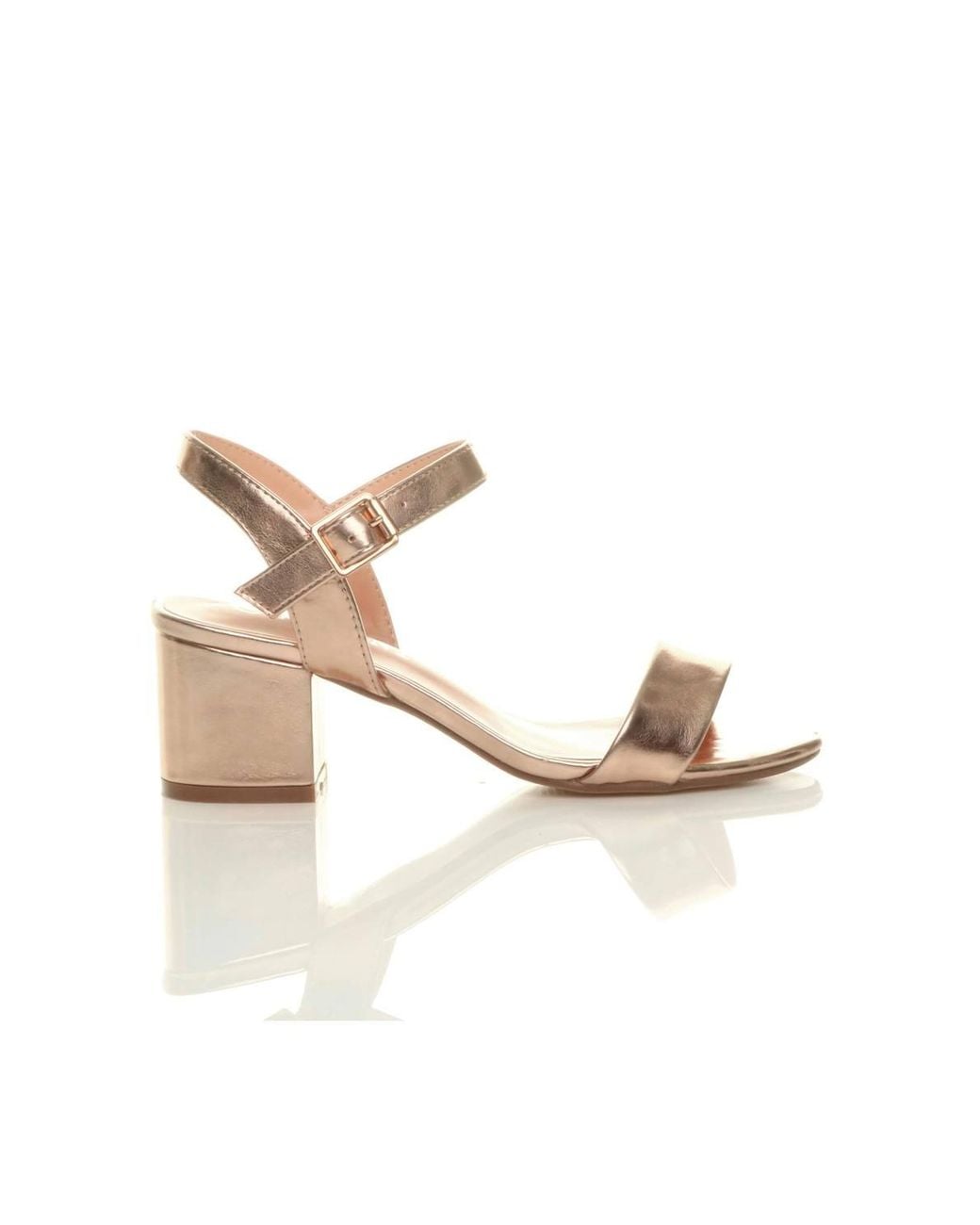 AJVANI Metallic Mid Block Heel Strappy Sandals
