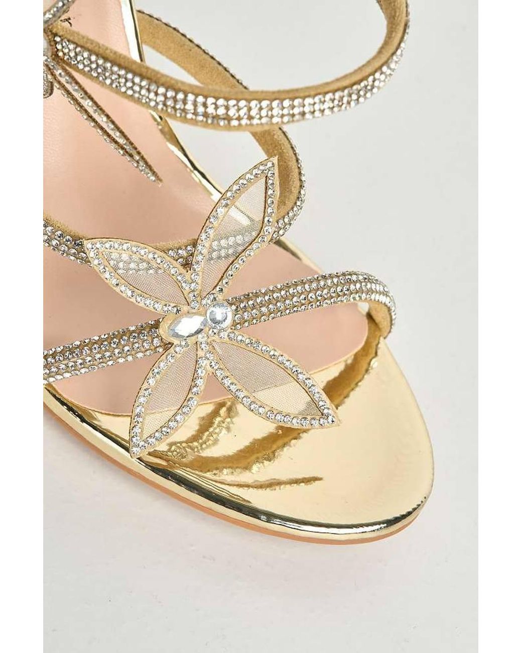 Miss Diva Natural Toki Butterfly Detail Diamante Heeled Sandals