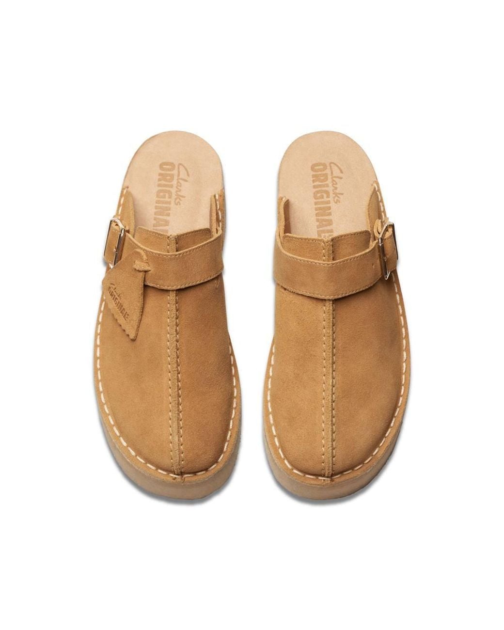 Clarks Brown Trek Wedge Mule Mid Tan Suede Mules