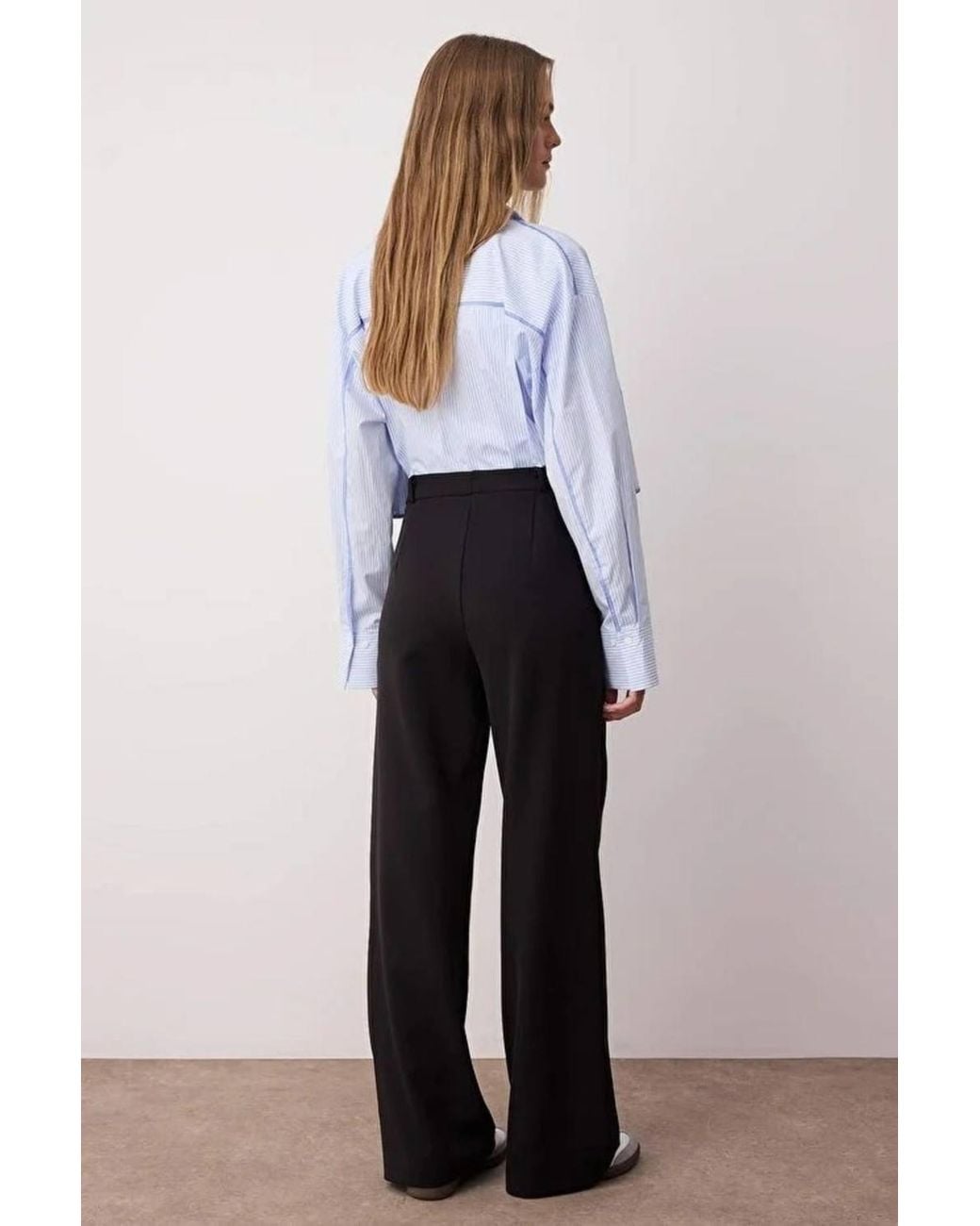 WOVCOR Black High Waist Tailored Wide Leg Woven Trousers