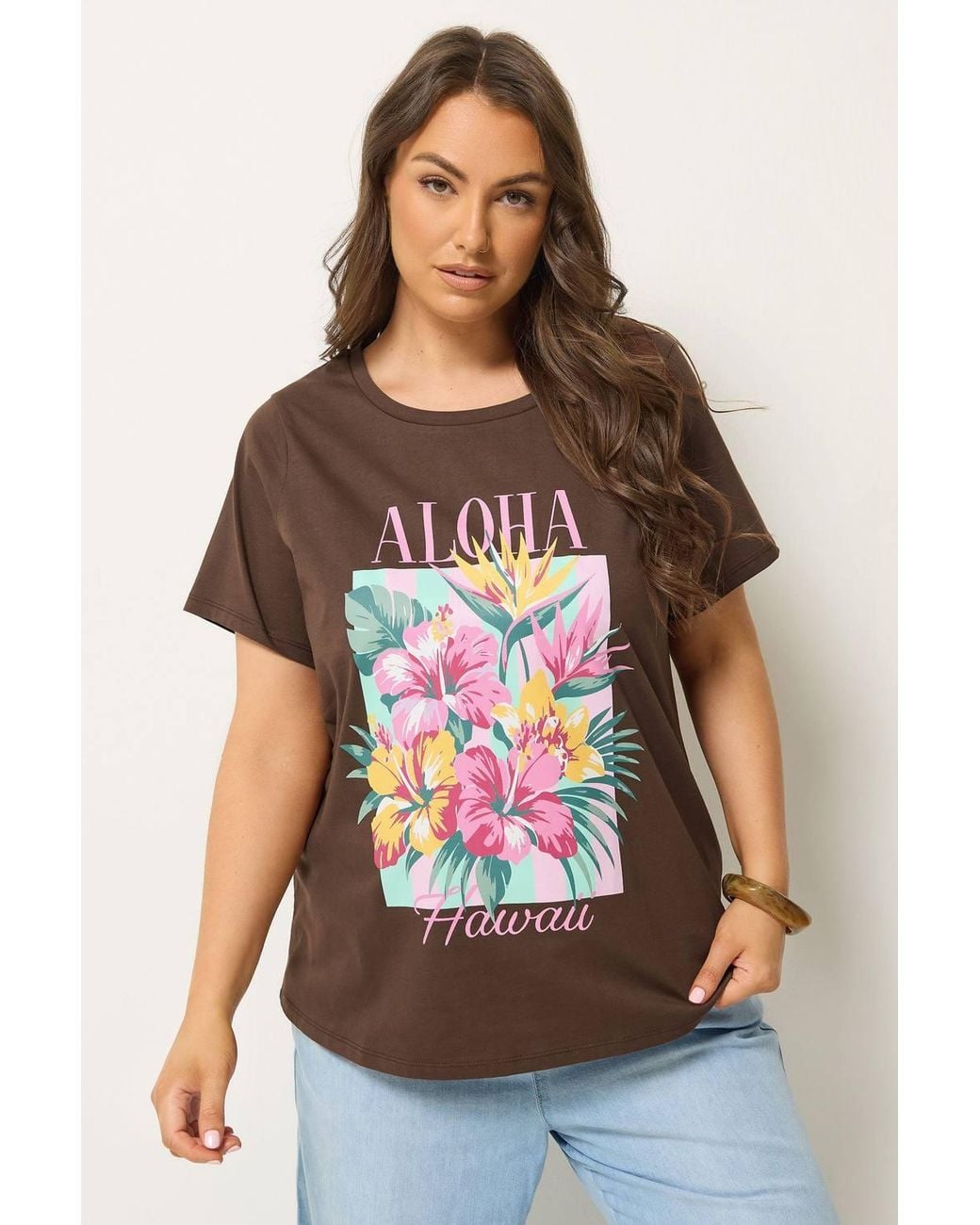Yours Brown 'Aloha Hawaii' Graphic T-Shirt