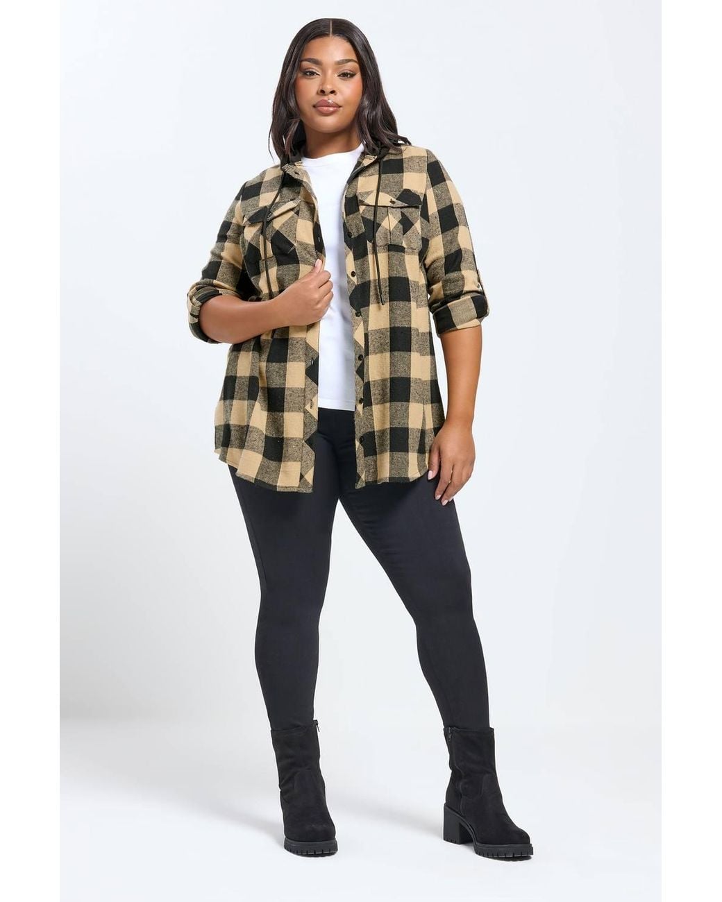 Yours Multicolor Hooded Check Shirt