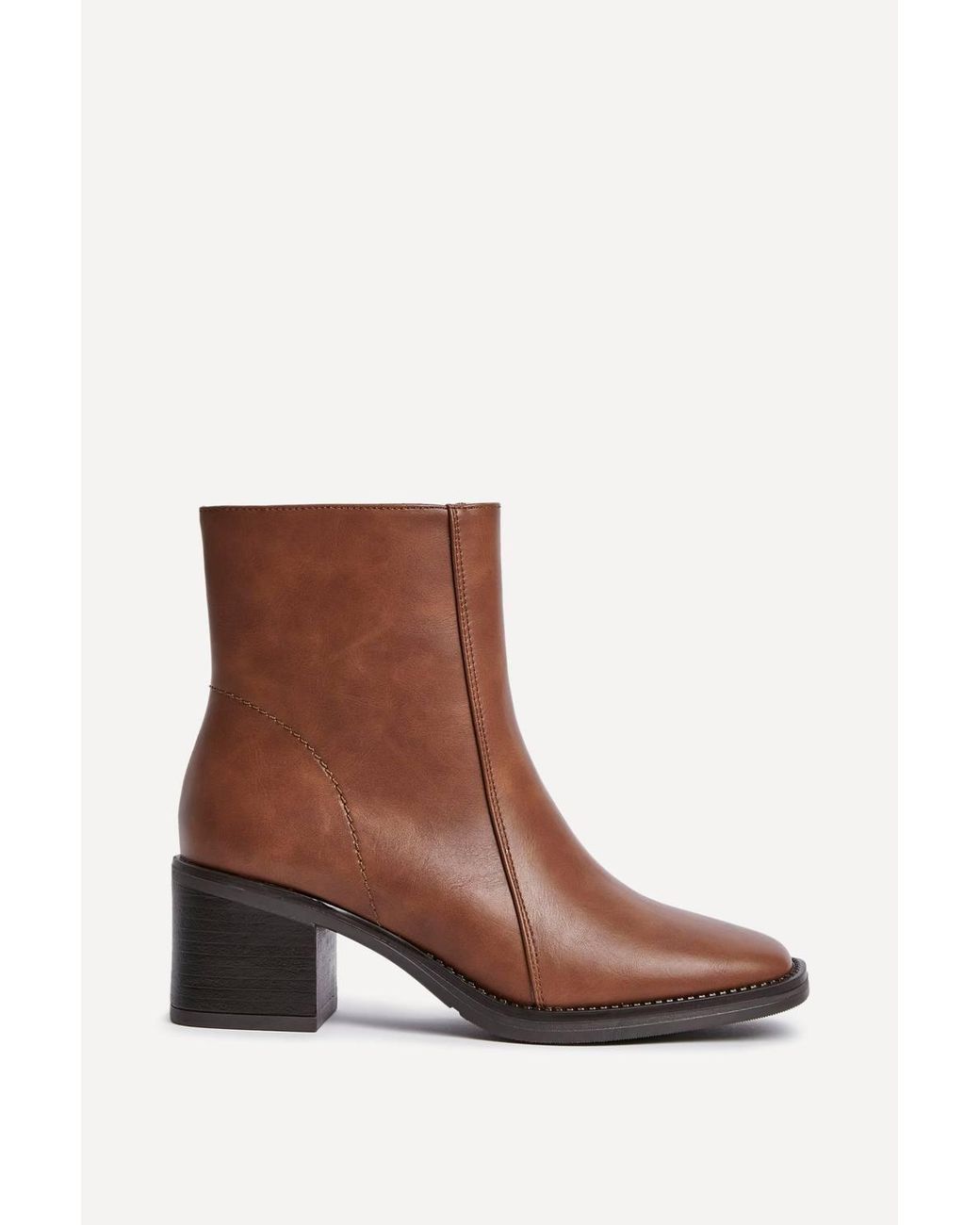 Linzi Brown Wander Faux Leather Heeled Ankle Boot