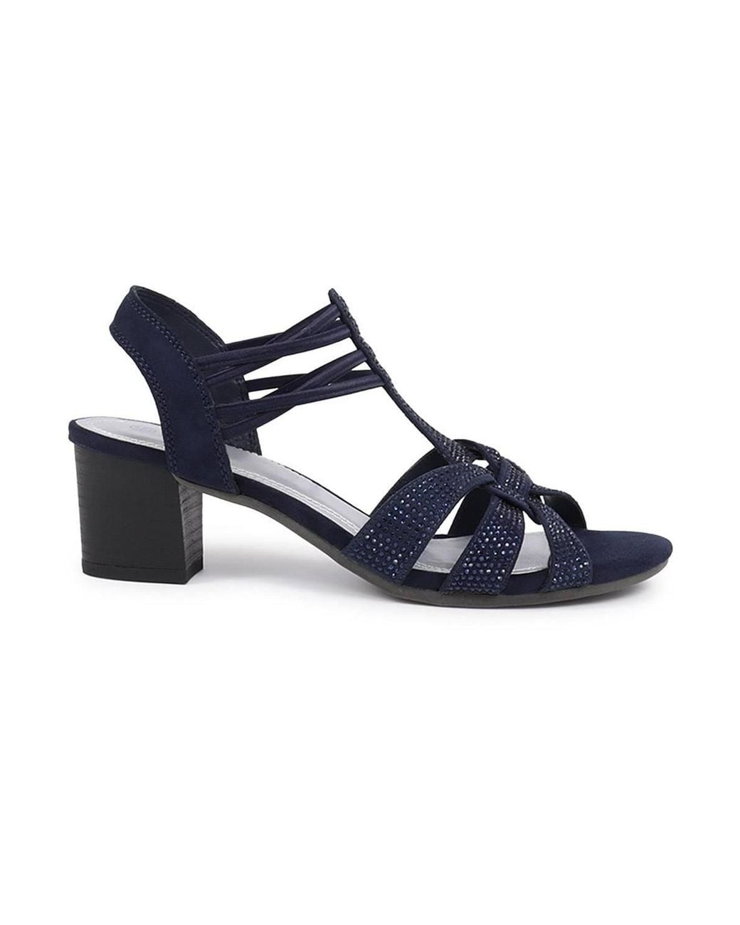 Pavers Blue Slip-On Block-Heeled Sandals